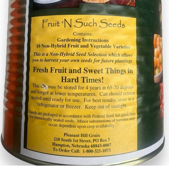 Fruit 'n Such Can of Preparedness Seeds, Survival Prepper | 10 Non GMO Varieties - Picture 5 of 7